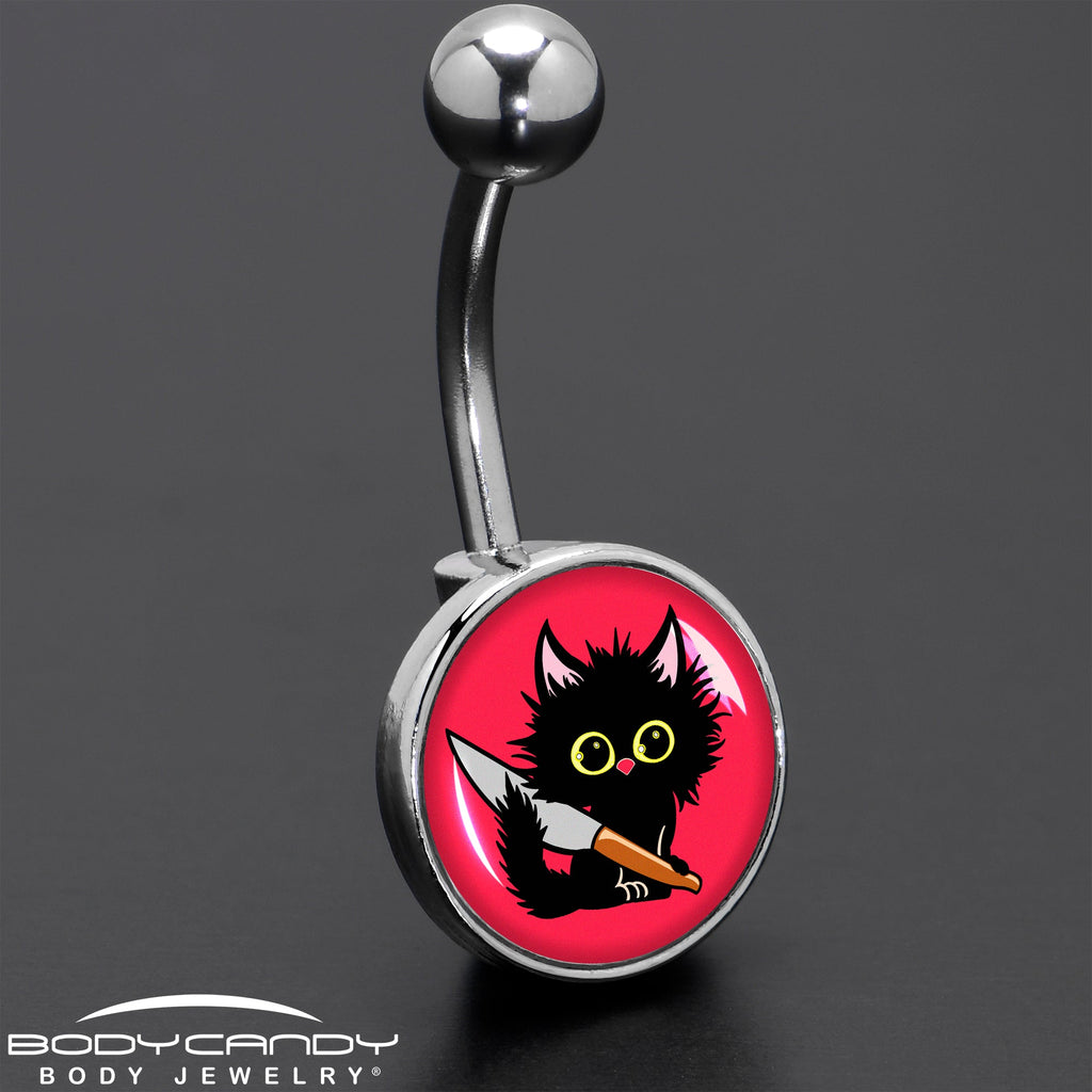 BodyCandy Stabby Cat Belly Ring by Onyx O — size reference
