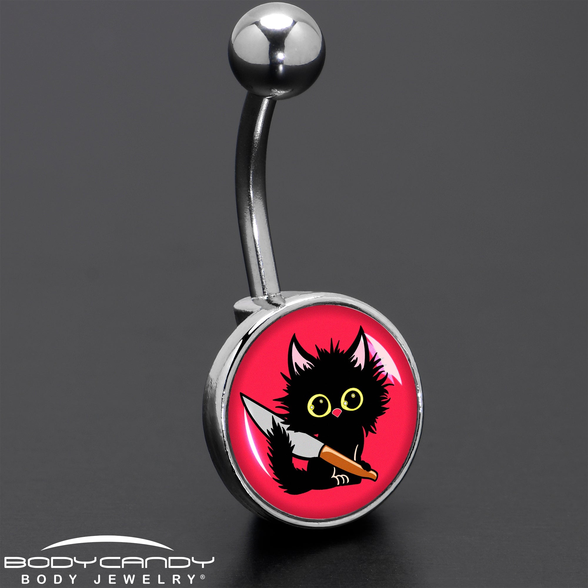 BodyCandy Stabby Cat Belly Ring by Onyx O — size reference