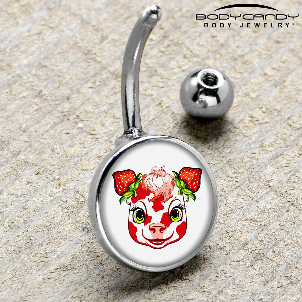 BodyCandy Stawberry Cow Belly Ring by Onyx O — side view