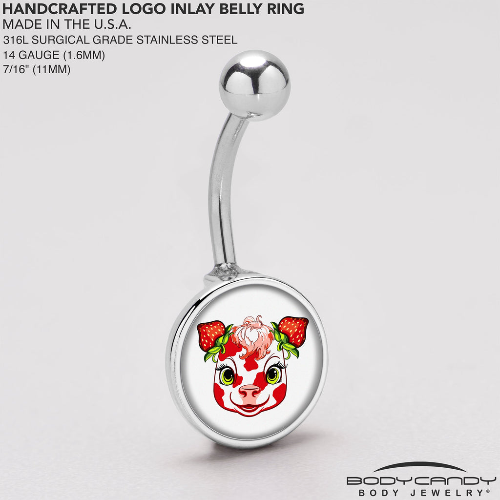 BodyCandy Stawberry Cow Belly Ring by Onyx O — back view