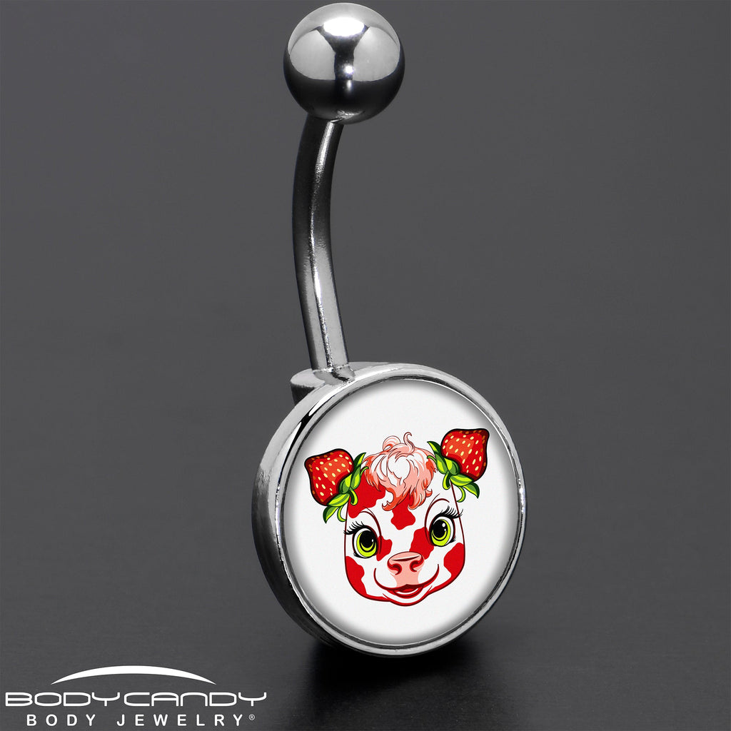 BodyCandy Stawberry Cow Belly Ring by Onyx O — in-use photo