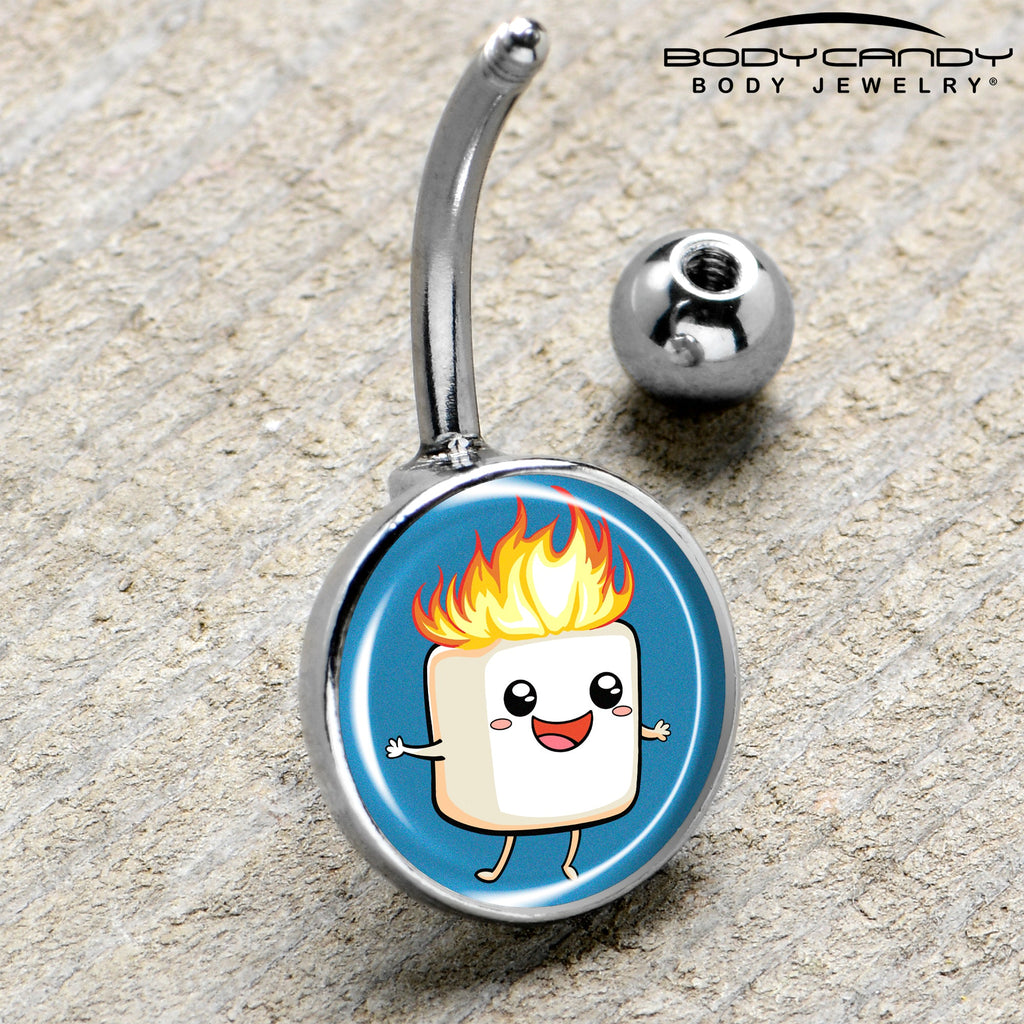 BodyCandy Burning Marshmallow Belly Ring by Onyx O — side view