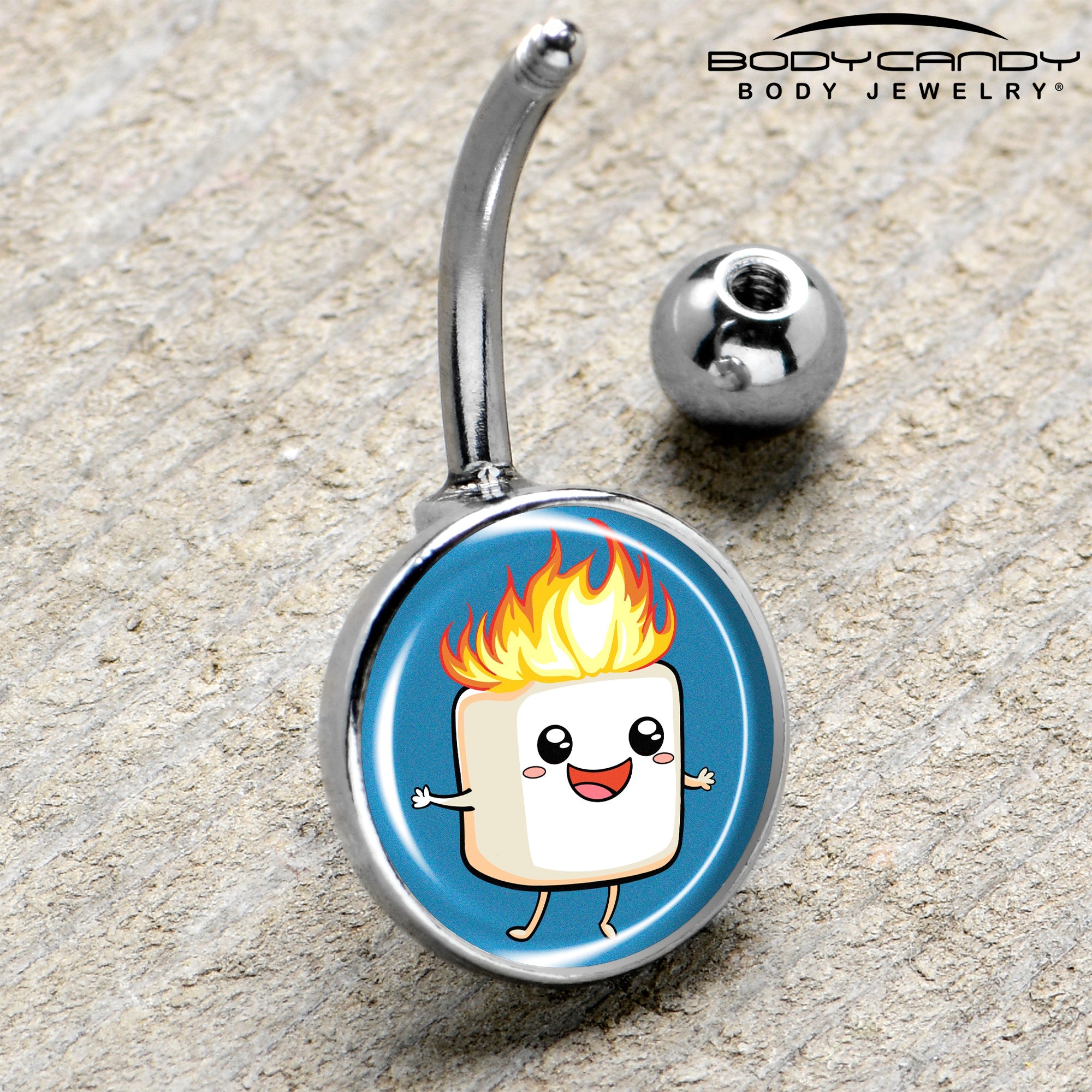 BodyCandy Burning Marshmallow Belly Ring by Onyx O — side view