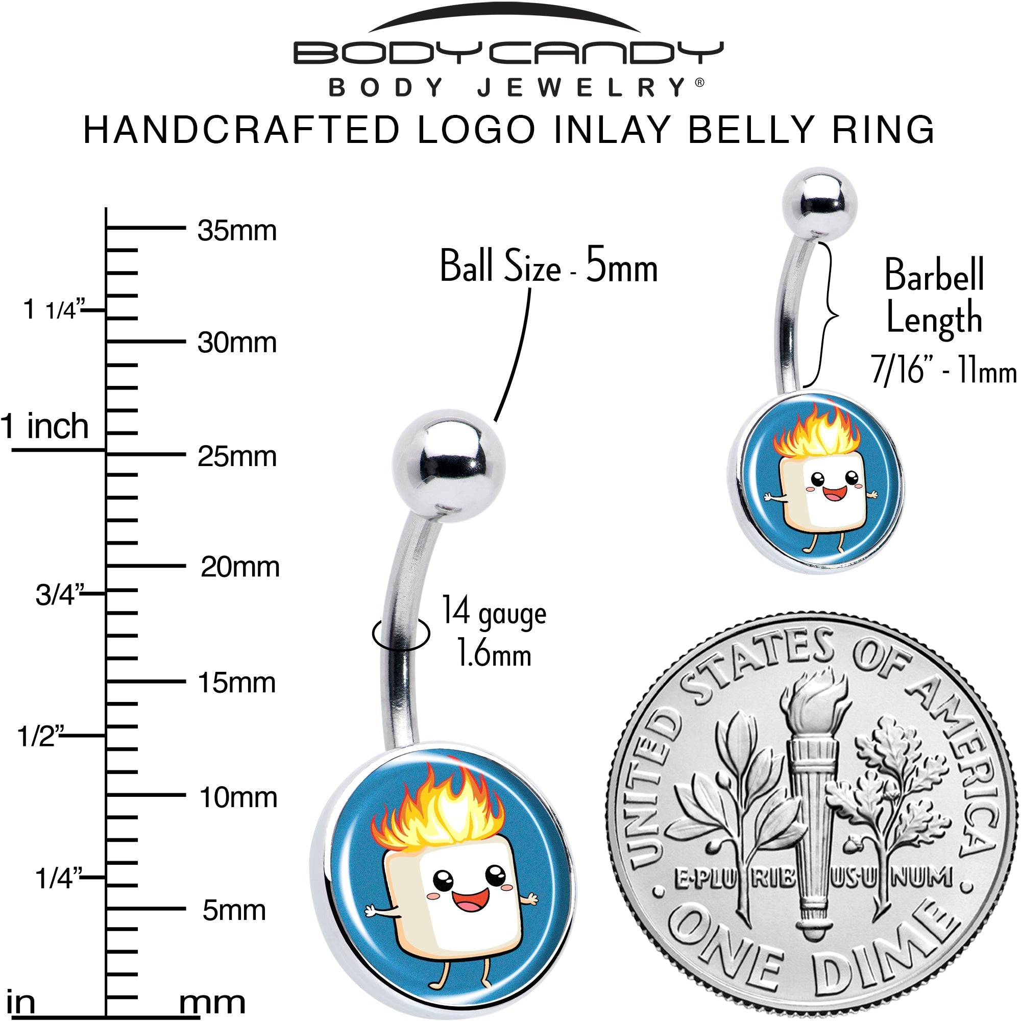 BodyCandy Burning Marshmallow Belly Ring by Onyx O — alternative angle