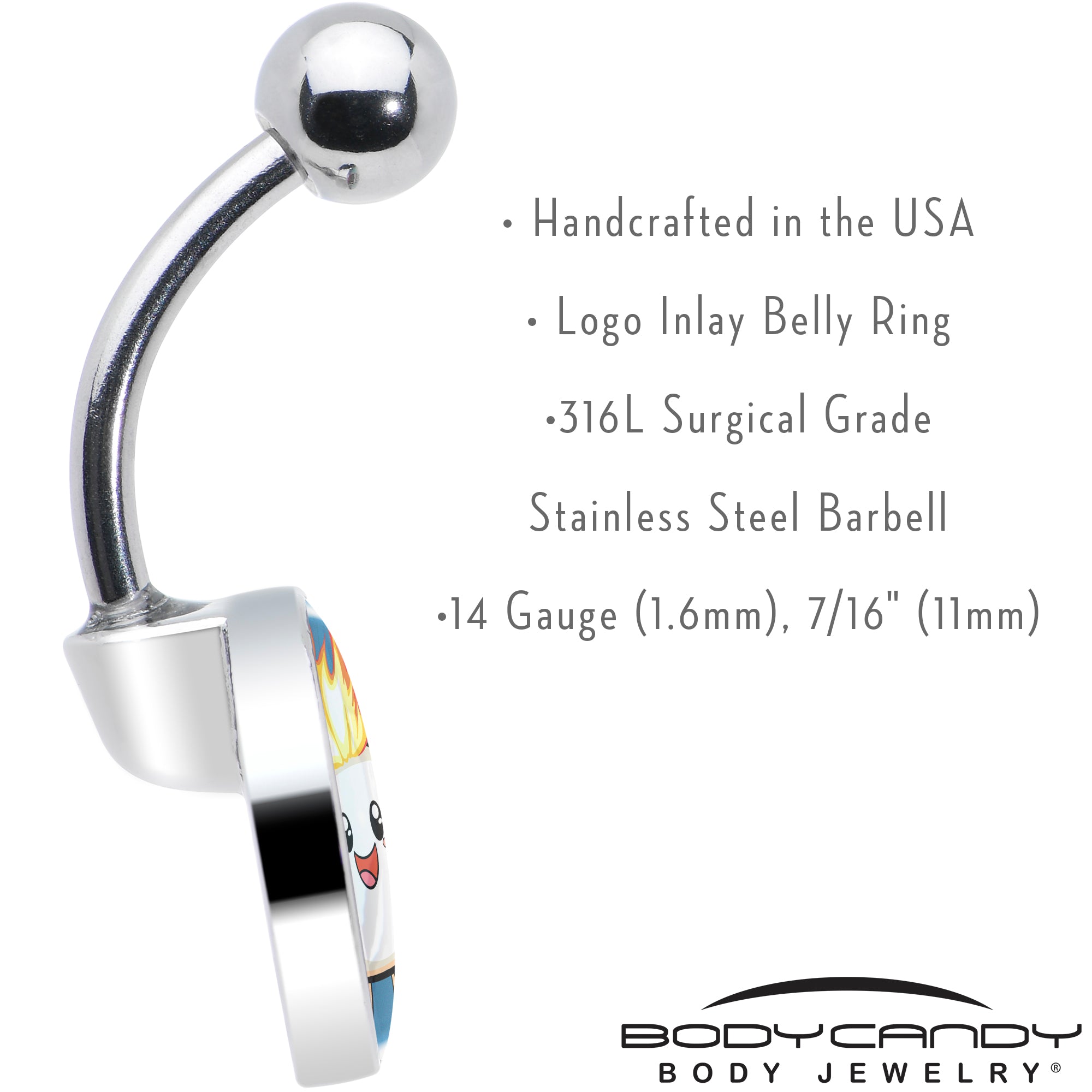 BodyCandy Burning Marshmallow Belly Ring by Onyx O — in-use photo