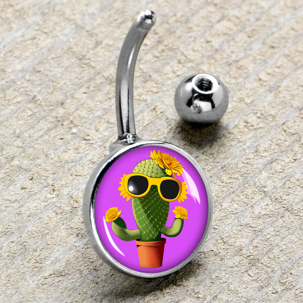 BodyCandy Sunflower Cactus Belly Ring by Onyx O — side view