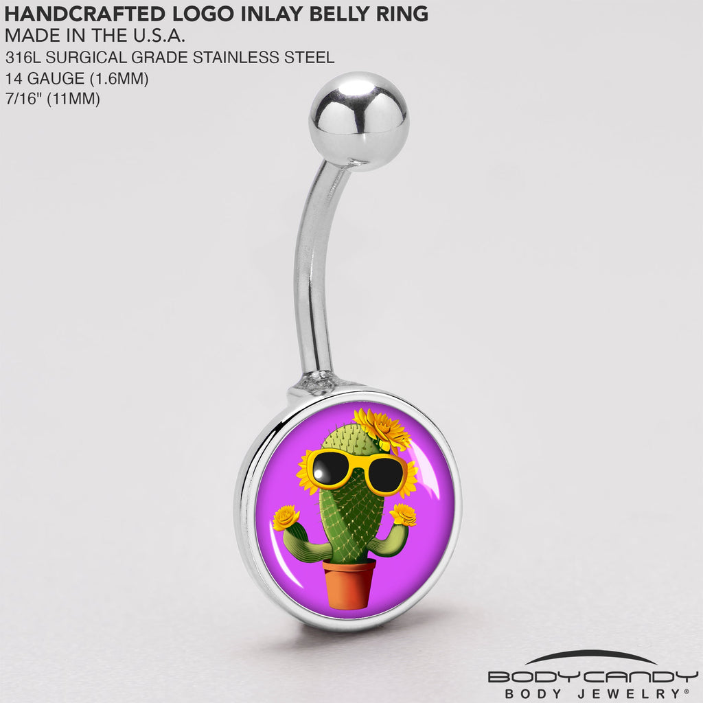 BodyCandy Sunflower Cactus Belly Ring by Onyx O — back view