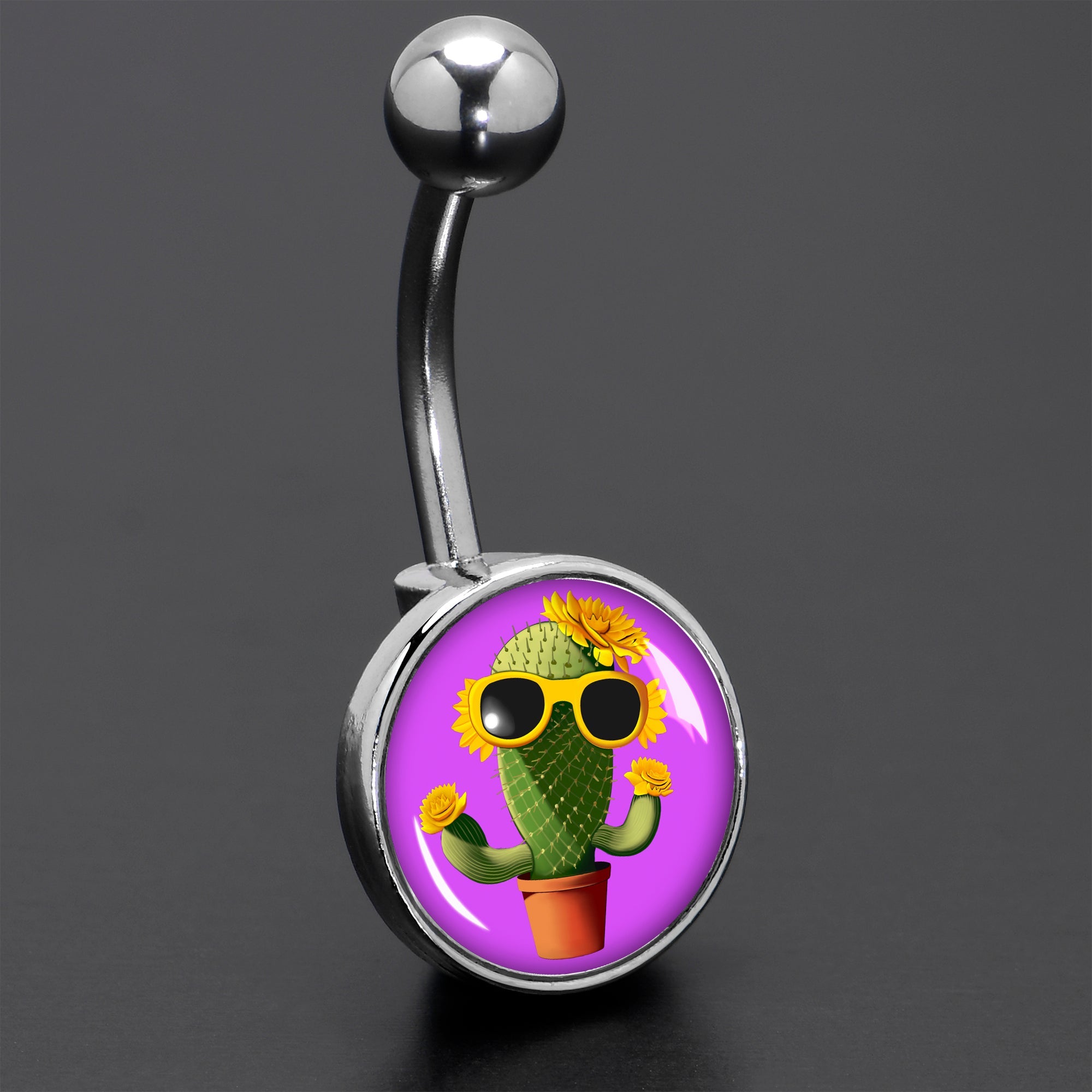 BodyCandy Sunflower Cactus Belly Ring by Onyx O — size reference