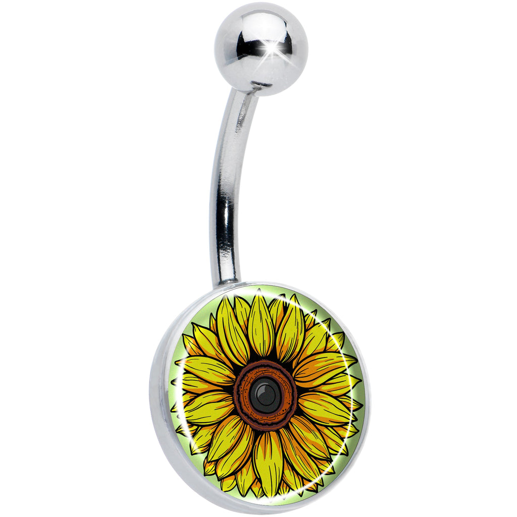 BodyCandy Blossom Creation Yellow Sunflower Belly Ring by Onyx O — main product shot