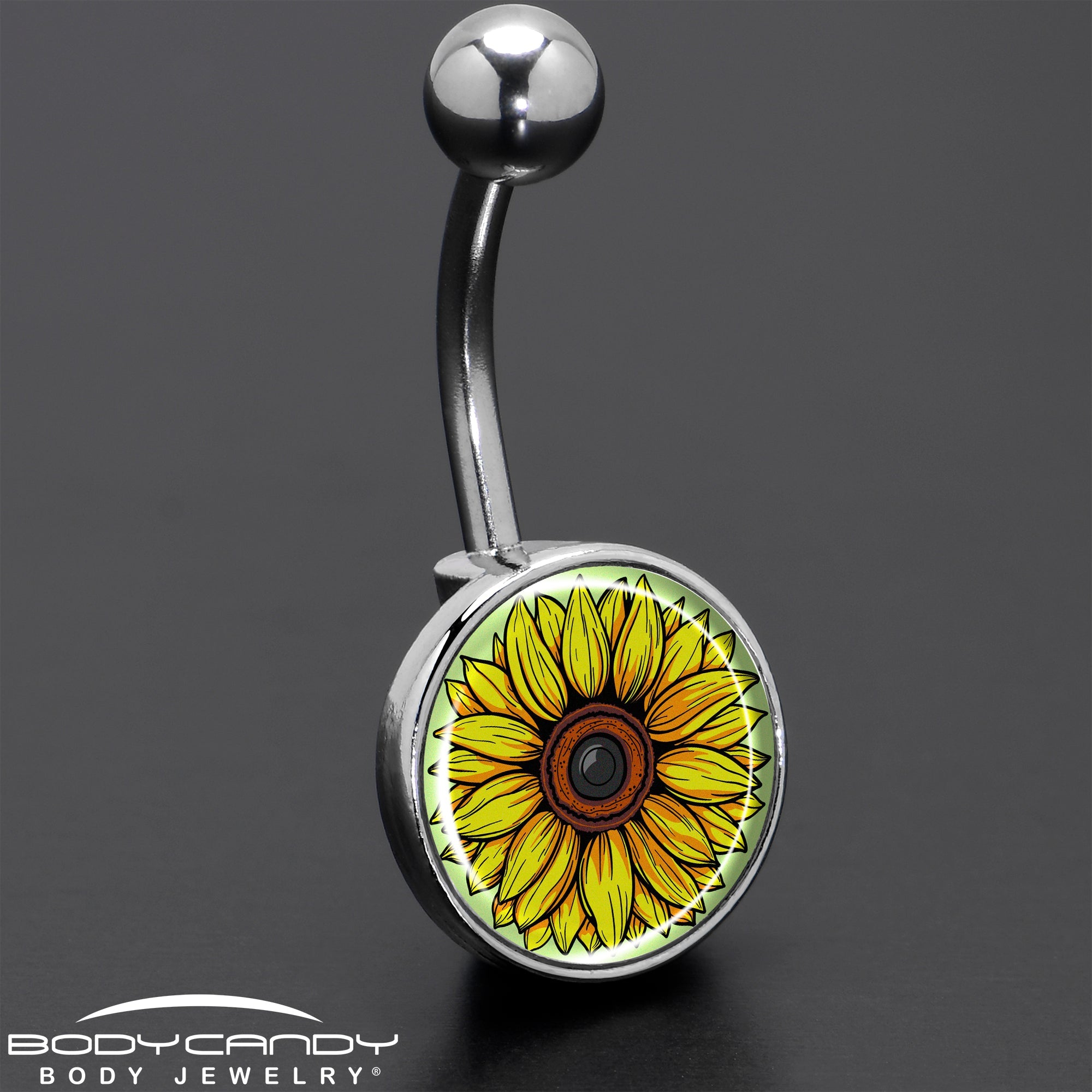 BodyCandy Blossom Creation Yellow Sunflower Belly Ring by Onyx O — size reference