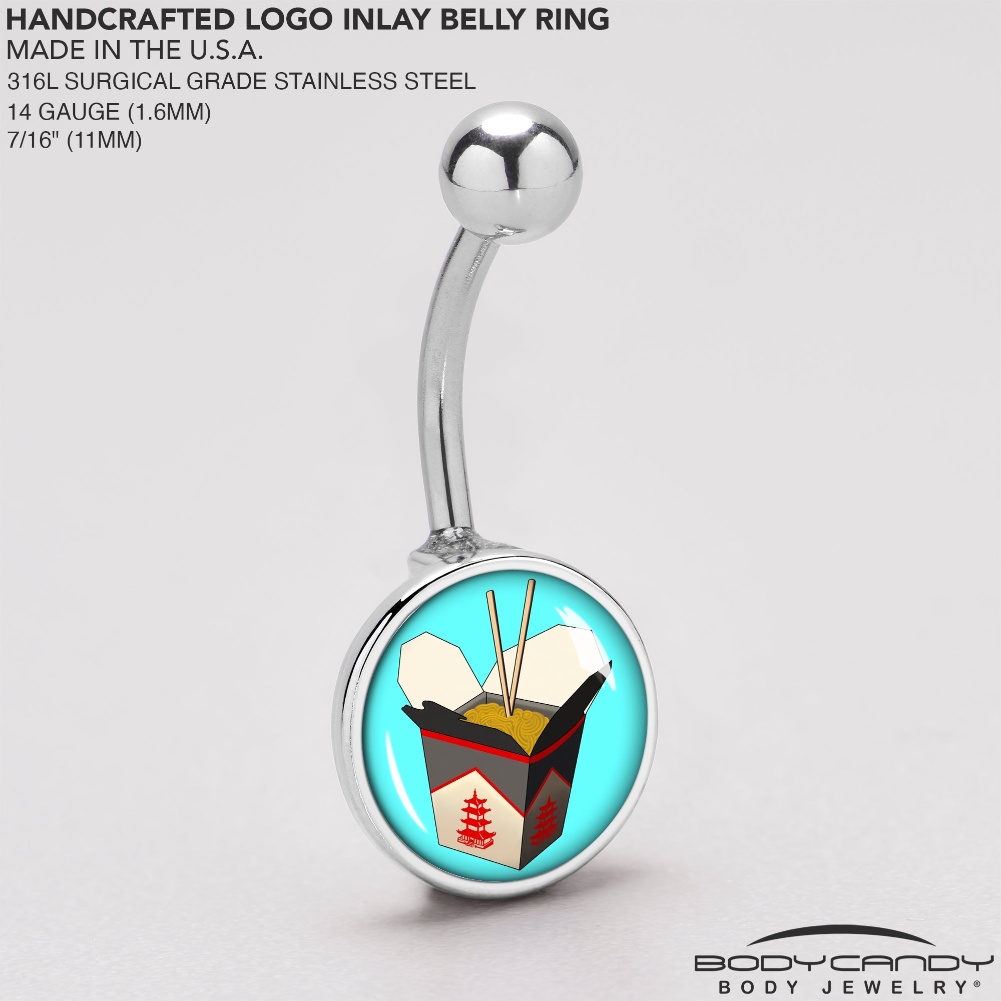 BodyCandy Chinese Take Out Belly Ring by Onyx O — back view