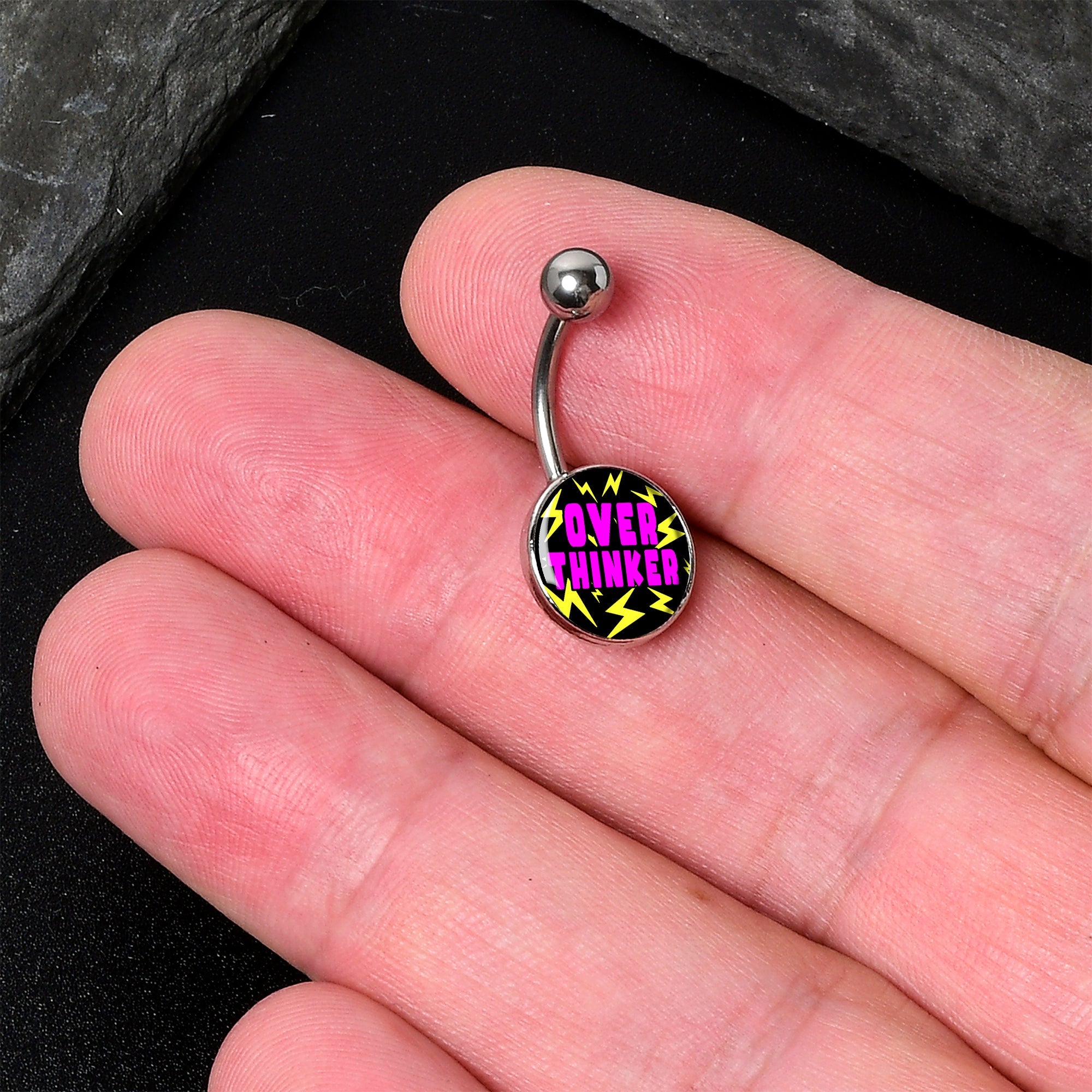 BodyCandy Over Thinker Impact Belly Ring by Onyx O — detail close-up