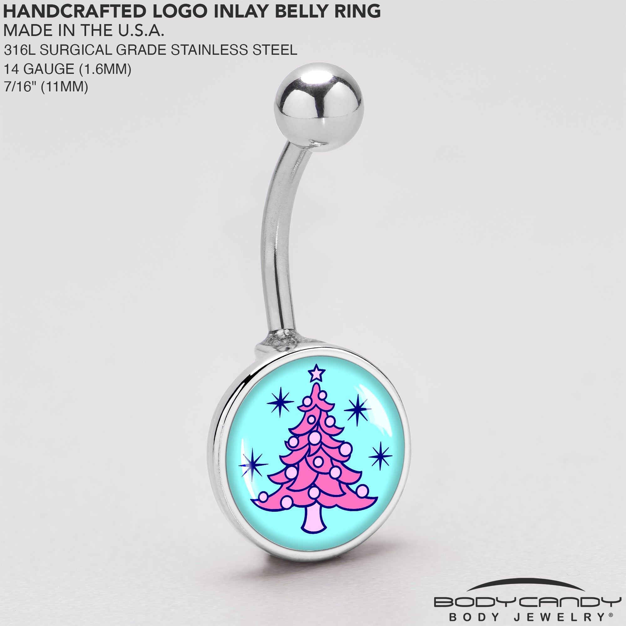 BodyCandy Pastel Christmas Tree Holiday Belly Ring by Onyx O — back view