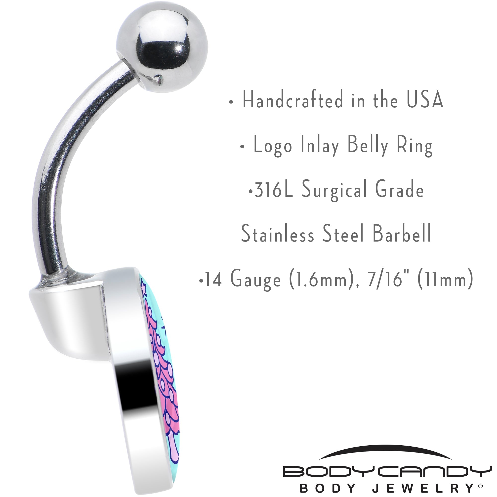 BodyCandy Pastel Christmas Tree Holiday Belly Ring by Onyx O — in-use photo