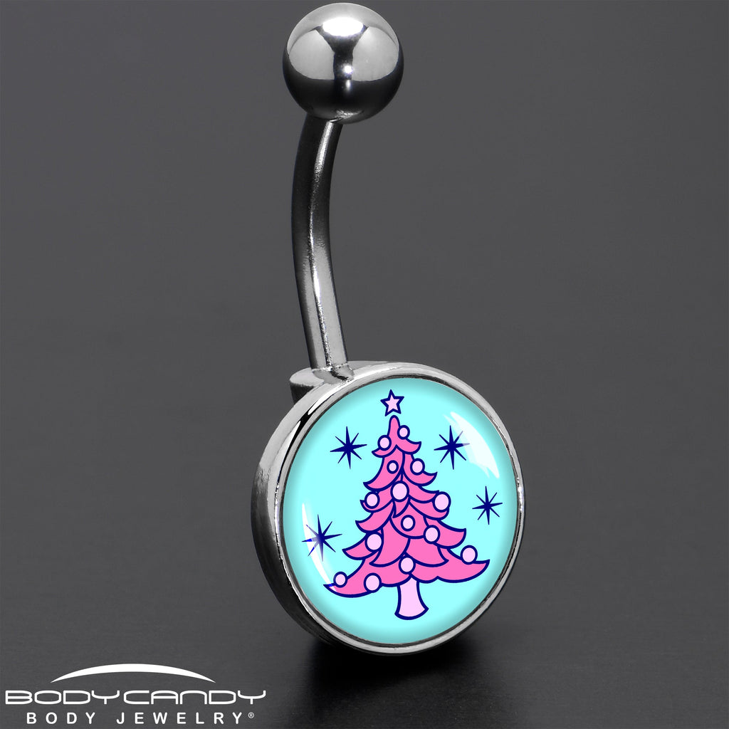 BodyCandy Pastel Christmas Tree Holiday Belly Ring by Onyx O — size reference