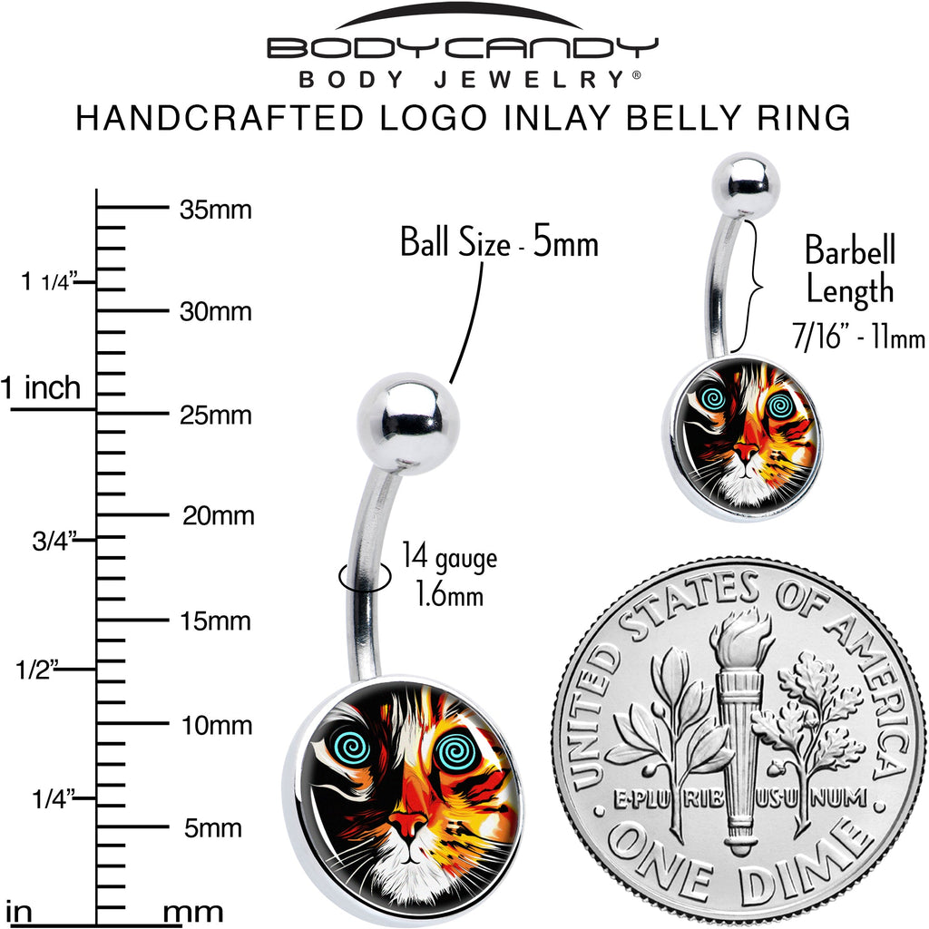 BodyCandy Colorful Trippy Cat Belly Ring by Onyx O — alternative angle