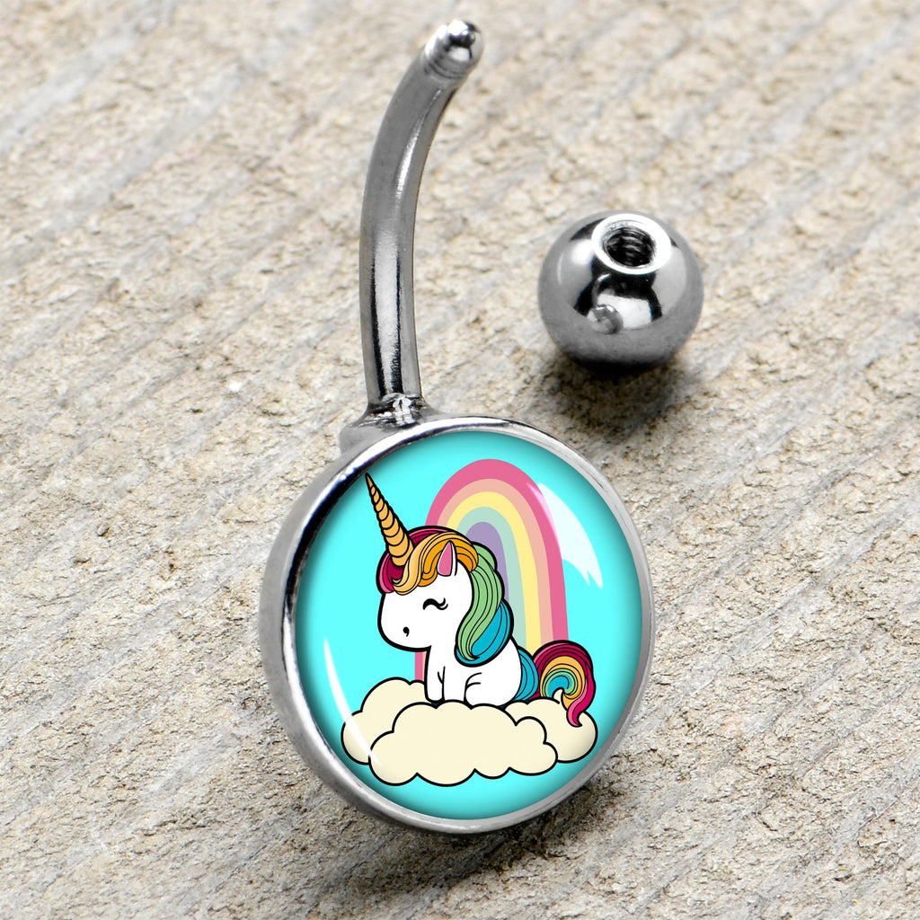 BodyCandy Rainbow Unicorn Belly Ring by Onyx O — side view