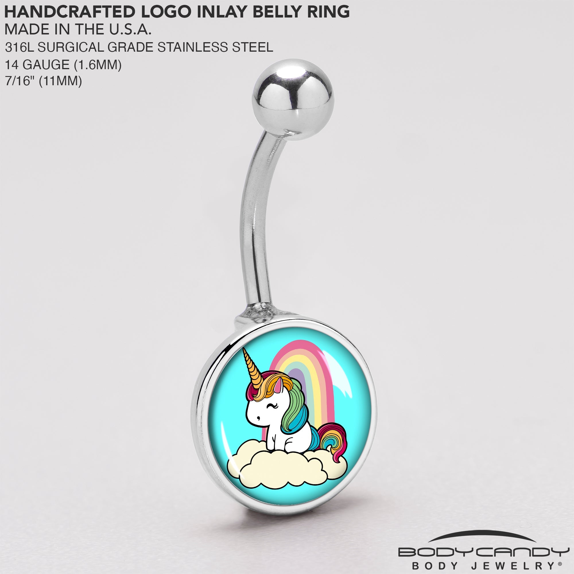 BodyCandy Rainbow Unicorn Belly Ring by Onyx O — back view