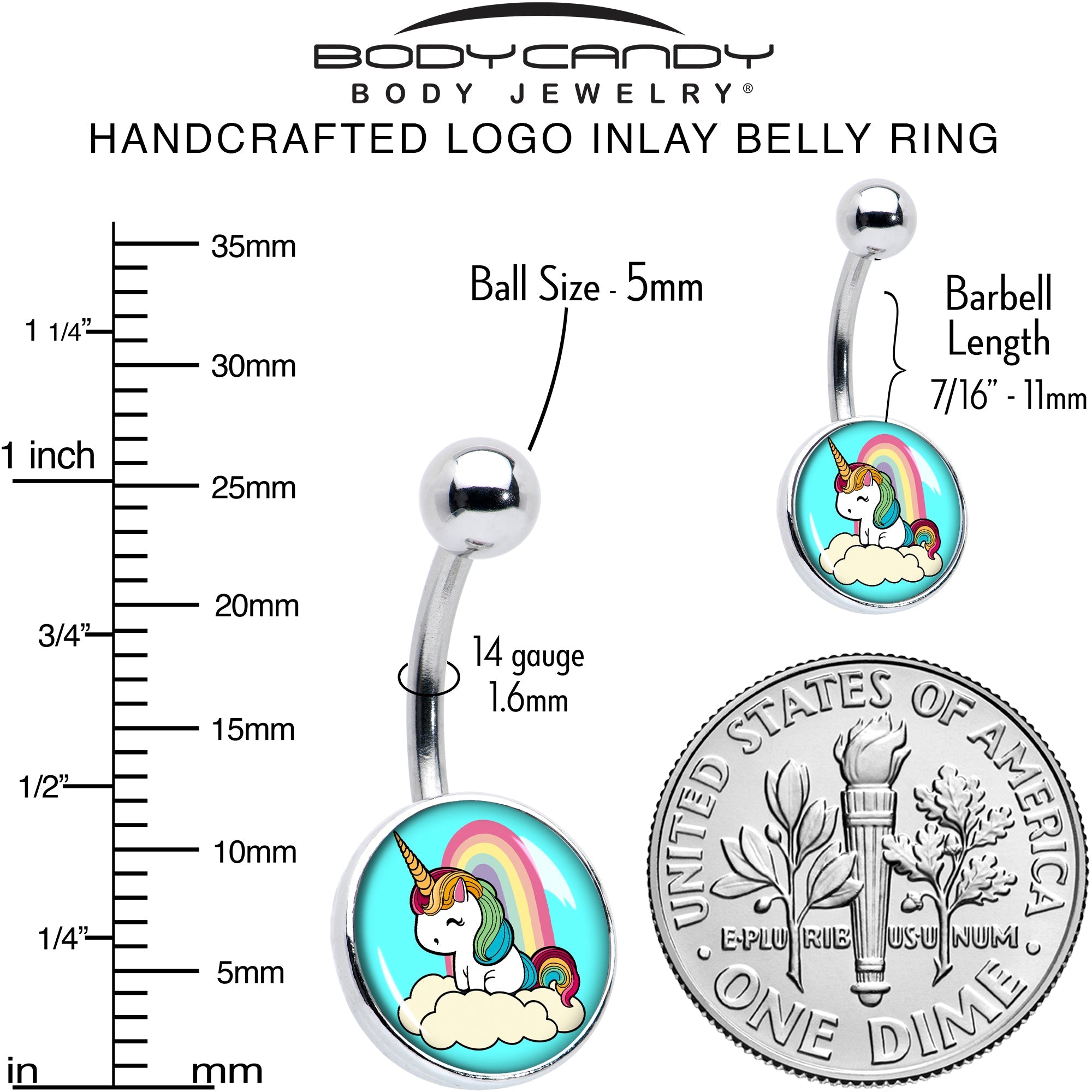 BodyCandy Rainbow Unicorn Belly Ring by Onyx O — alternative angle
