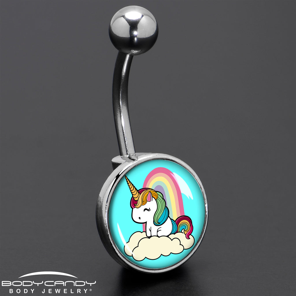 BodyCandy Rainbow Unicorn Belly Ring by Onyx O — size reference