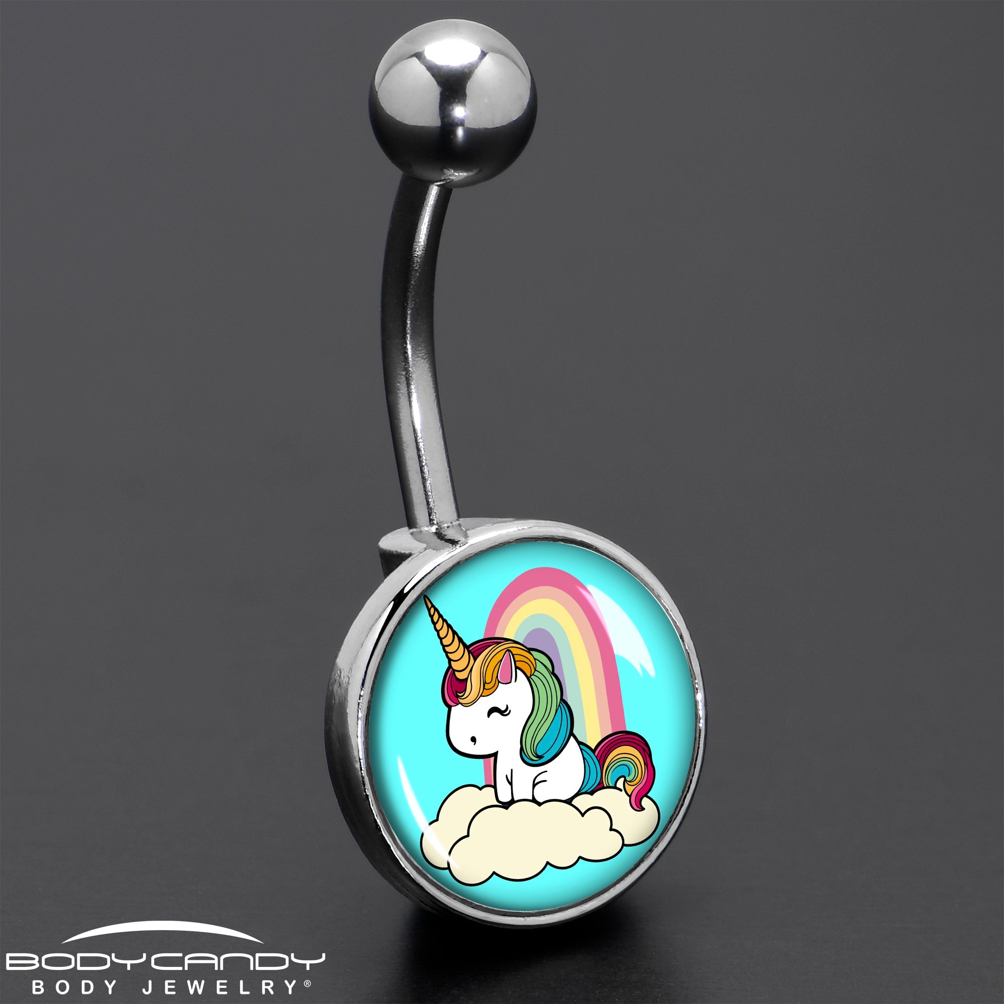 BodyCandy Rainbow Unicorn Belly Ring by Onyx O — size reference