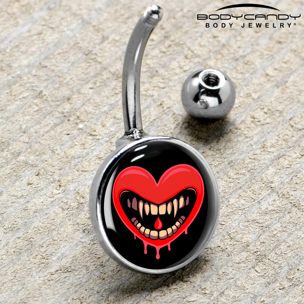 BodyCandy Valentine Heart Vampire Belly Ring — side view