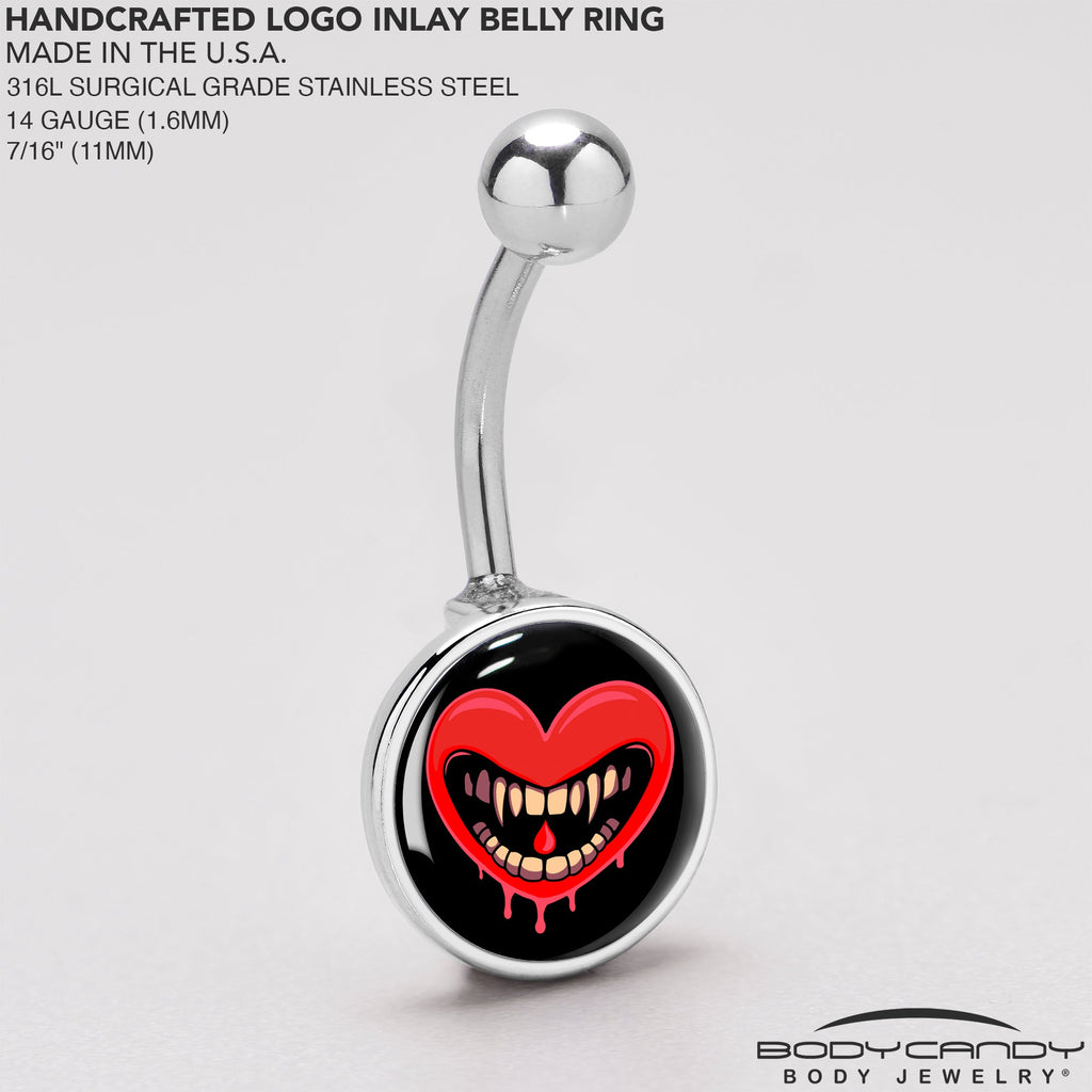 BodyCandy Valentine Heart Vampire Belly Ring — back view
