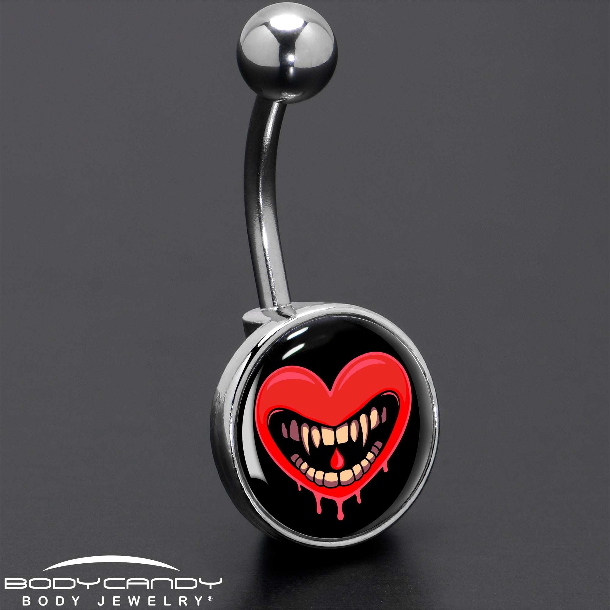 BodyCandy Valentine Heart Vampire Belly Ring — size reference