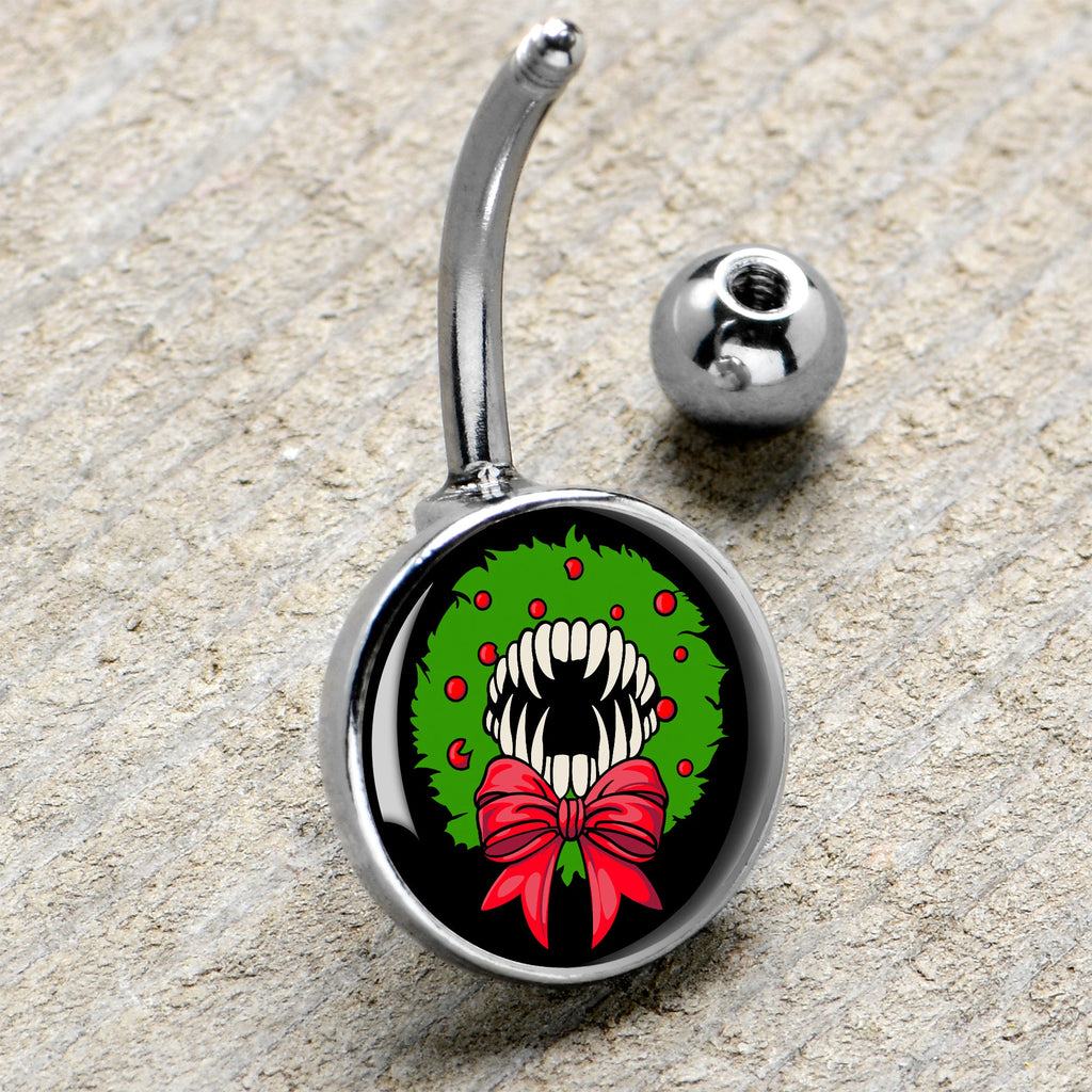 BodyCandy Holiday Vampire Wreath Belly Ring by Onyx O — side view