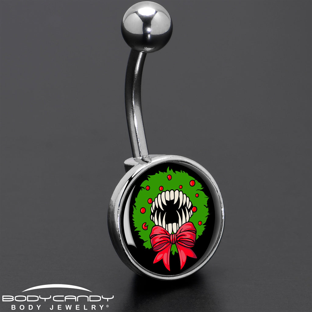BodyCandy Holiday Vampire Wreath Belly Ring by Onyx O — in-use photo