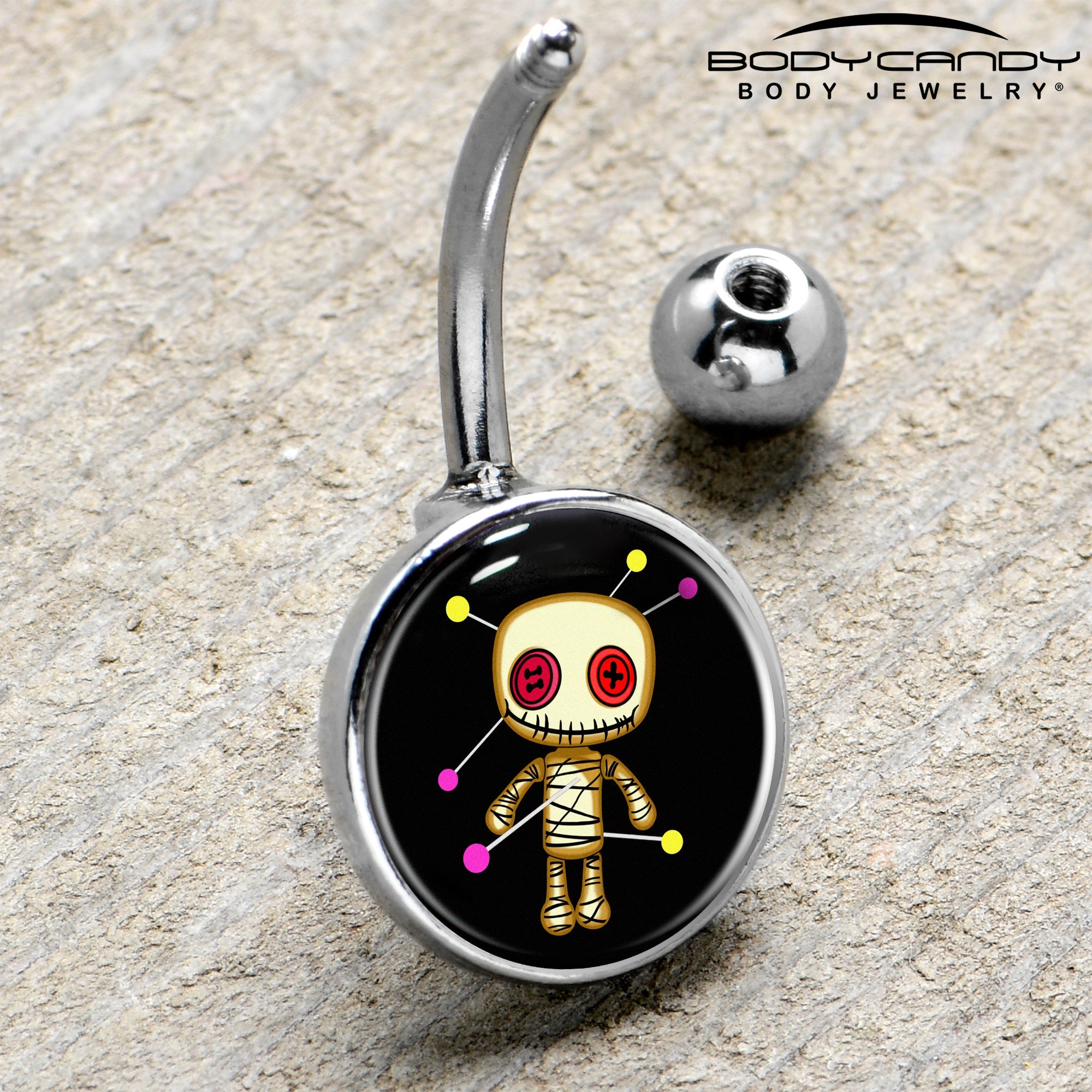 BodyCandy Voodoo Doll Belly Ring by Onyx O — side view