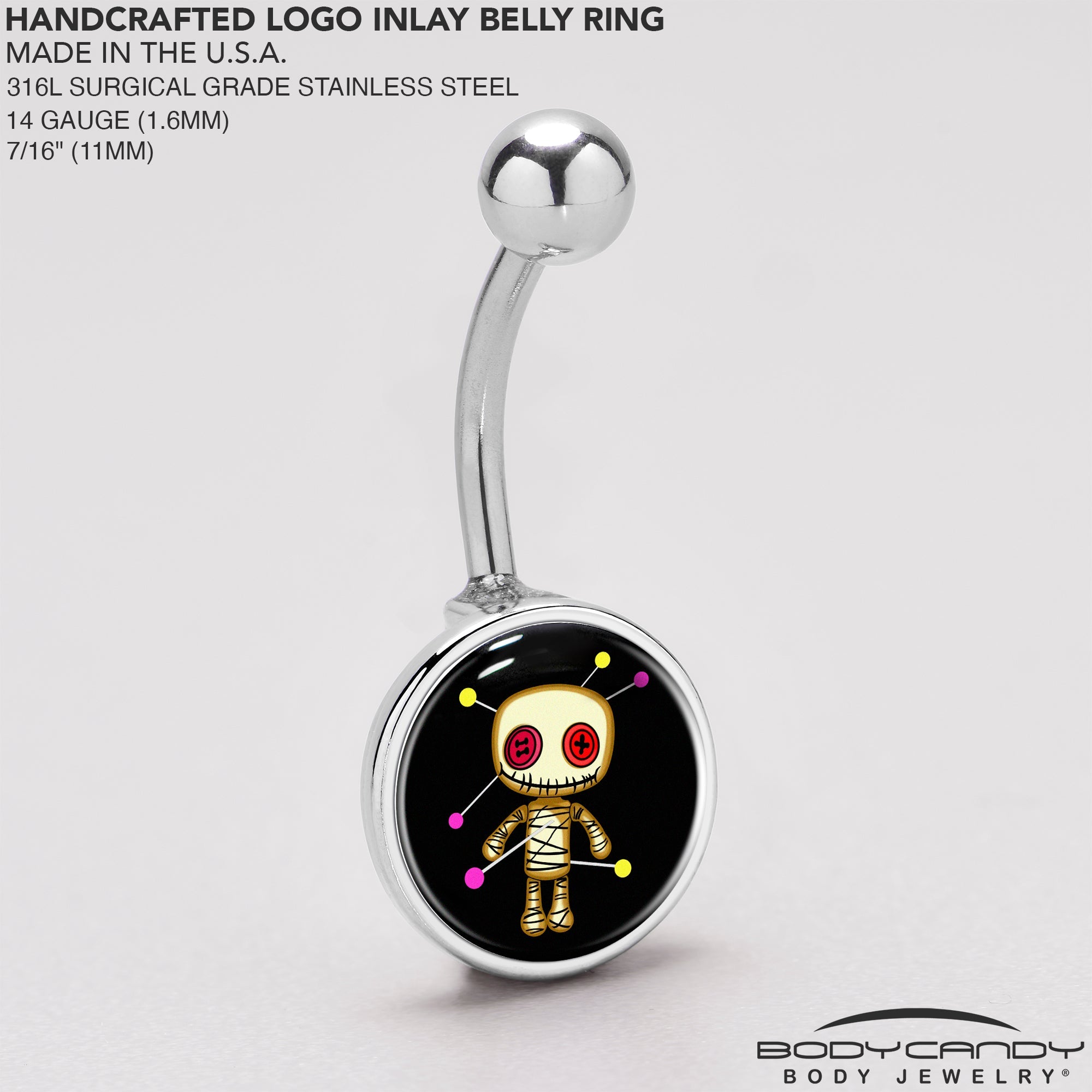 BodyCandy Voodoo Doll Belly Ring by Onyx O — back view