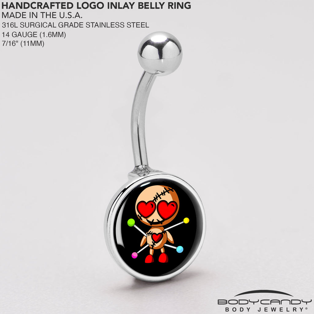 BodyCandy Valentine Heart Voodoo Doll Belly Ring — back view