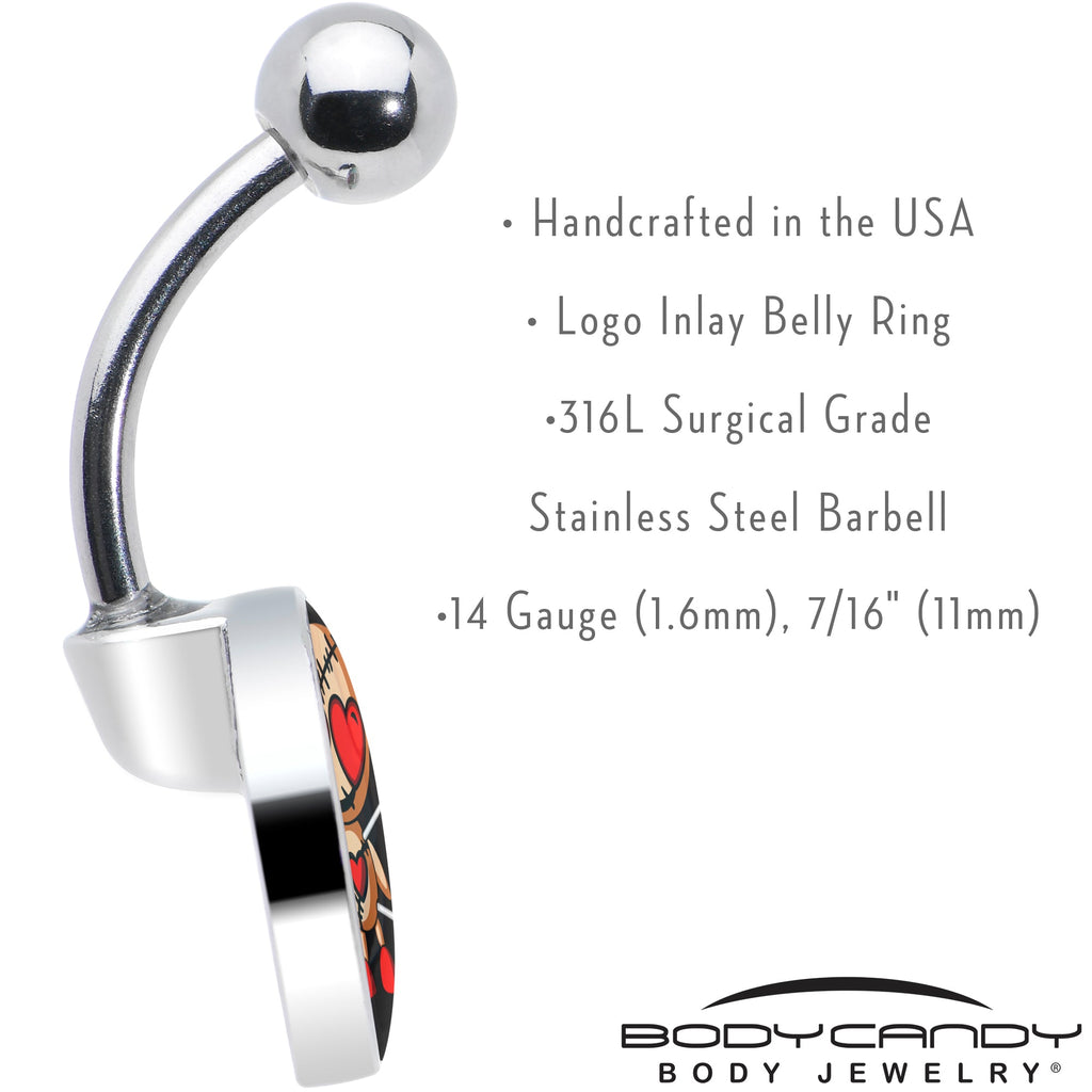 BodyCandy Valentine Heart Voodoo Doll Belly Ring — in-use photo