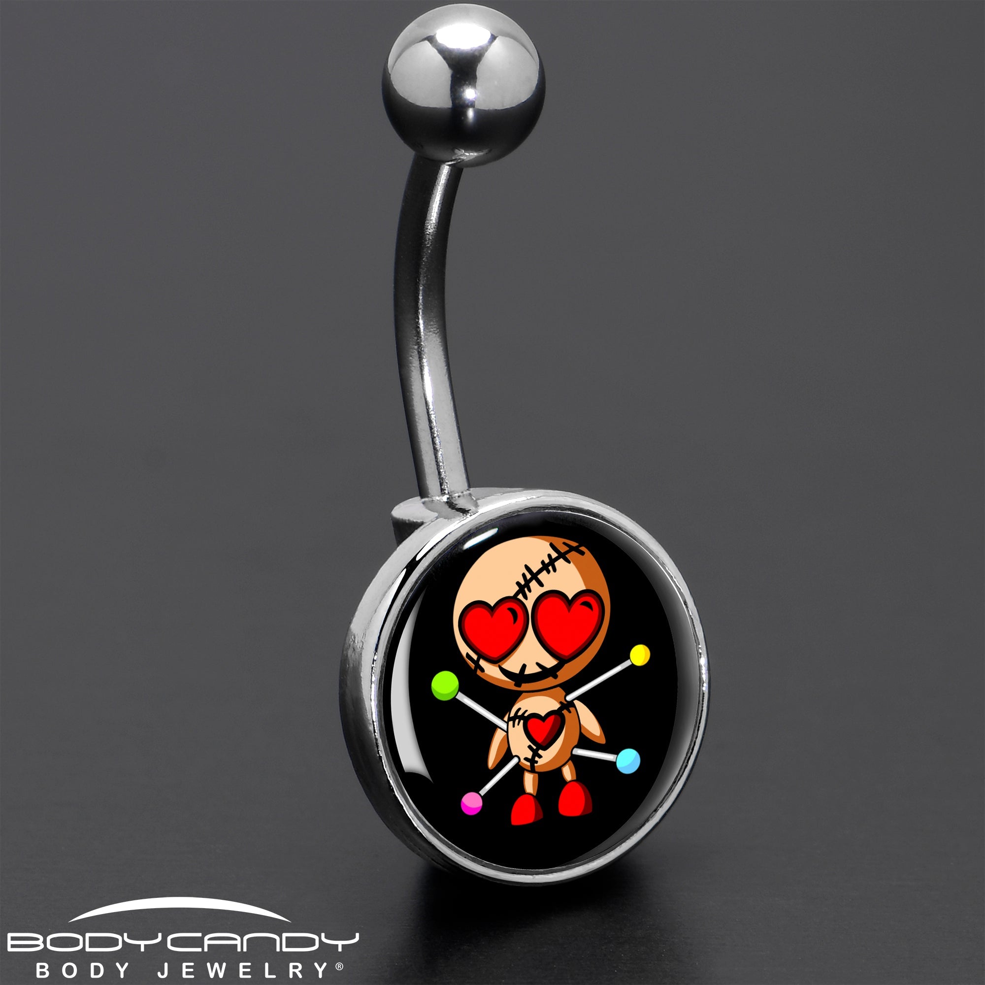 BodyCandy Valentine Heart Voodoo Doll Belly Ring — size reference