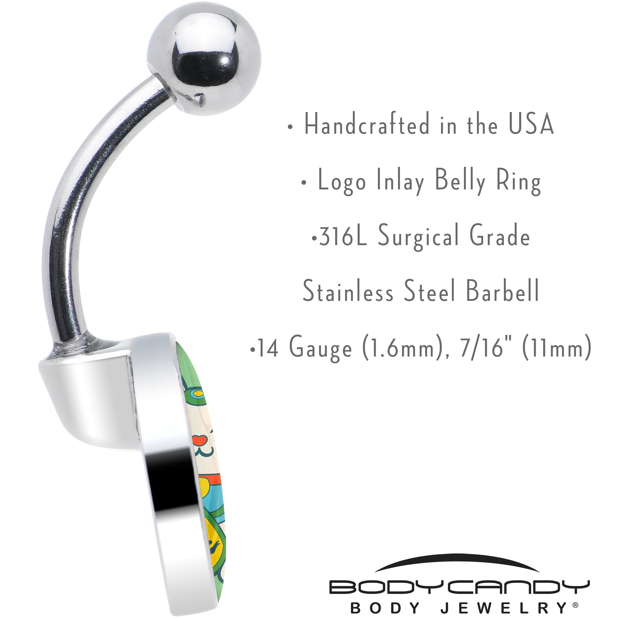 BodyCandy Waving Cat Belly Ring by Onyx O — in-use photo