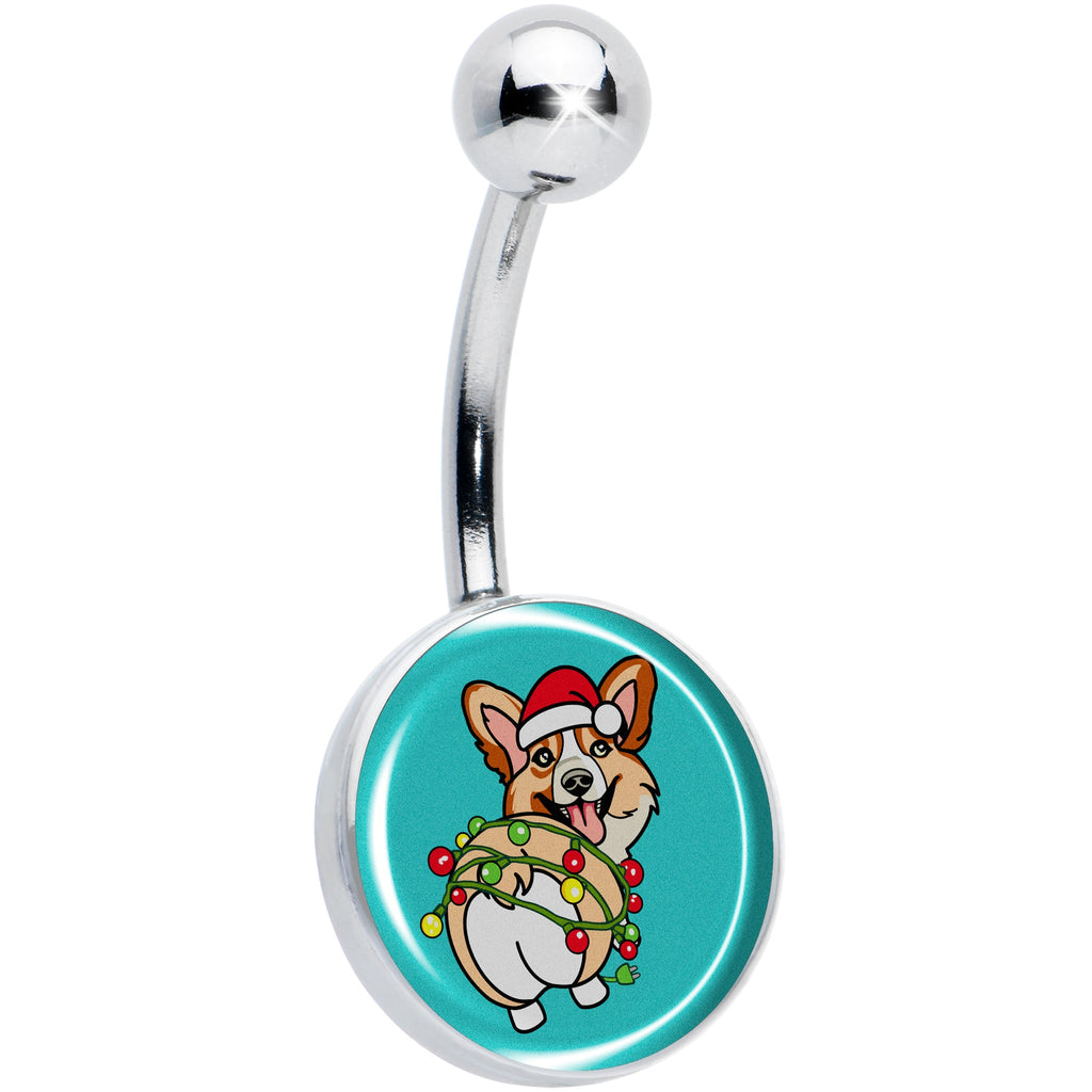 BodyCandy Christmas Holiday Lights Corgi Dog Belly Ring by Onyx O — main product shot