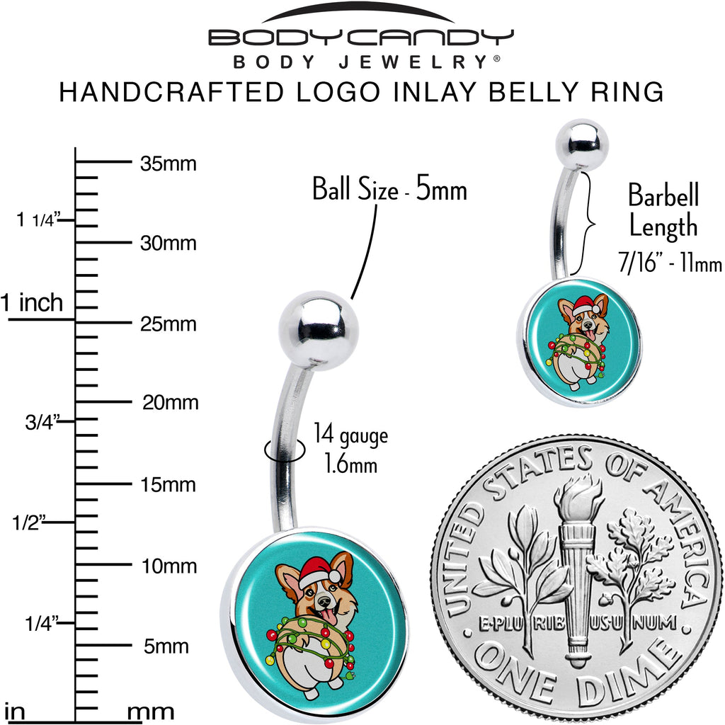 BodyCandy Christmas Holiday Lights Corgi Dog Belly Ring by Onyx O — alternative angle