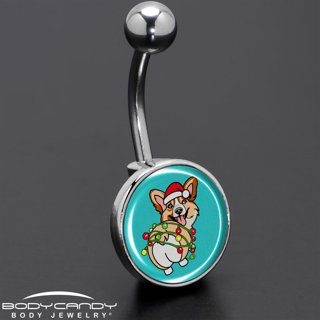 BodyCandy Christmas Holiday Lights Corgi Dog Belly Ring by Onyx O — size reference