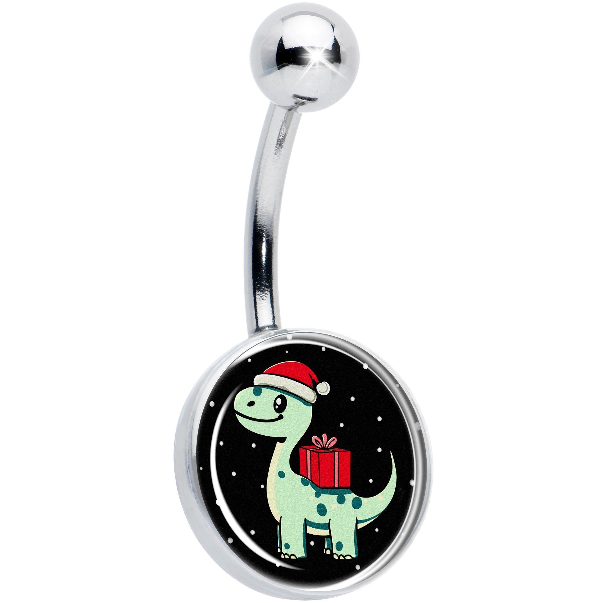 BodyCandy Christmas Holiday Dinosaur Belly Ring by Onyx O — main product shot