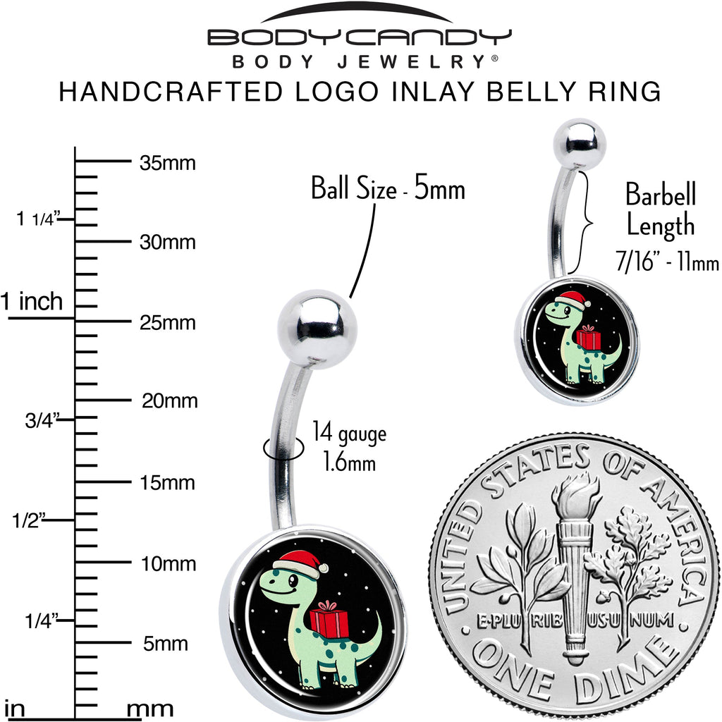 BodyCandy Christmas Holiday Dinosaur Belly Ring by Onyx O — alternative angle