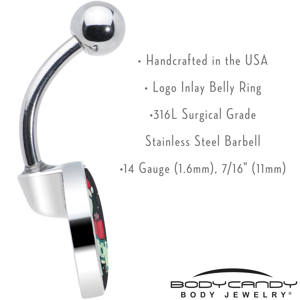 BodyCandy Christmas Holiday Dinosaur Belly Ring by Onyx O — in-use photo