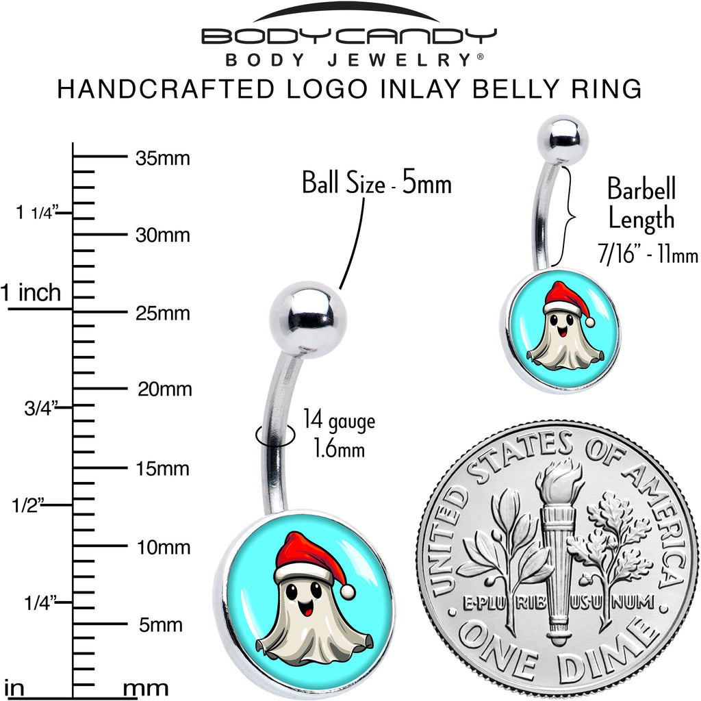 BodyCandy Holiday Christmas Spirit Ghost Belly Ring by Onyx O — back view