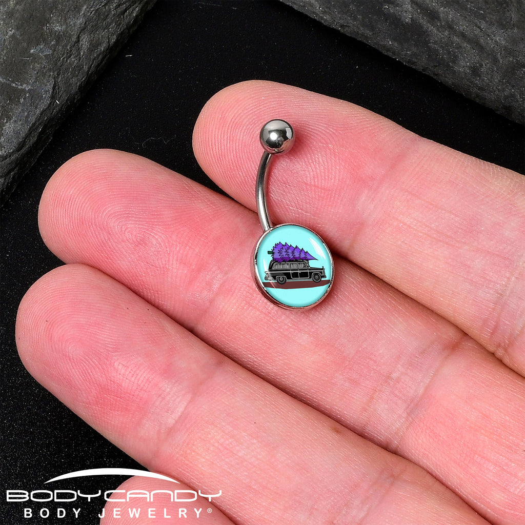 BodyCandy Holiday Christmas Hearse Belly Ring by Onyx O — detail close-up
