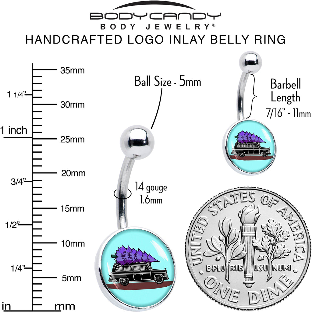 BodyCandy Holiday Christmas Hearse Belly Ring by Onyx O — back view