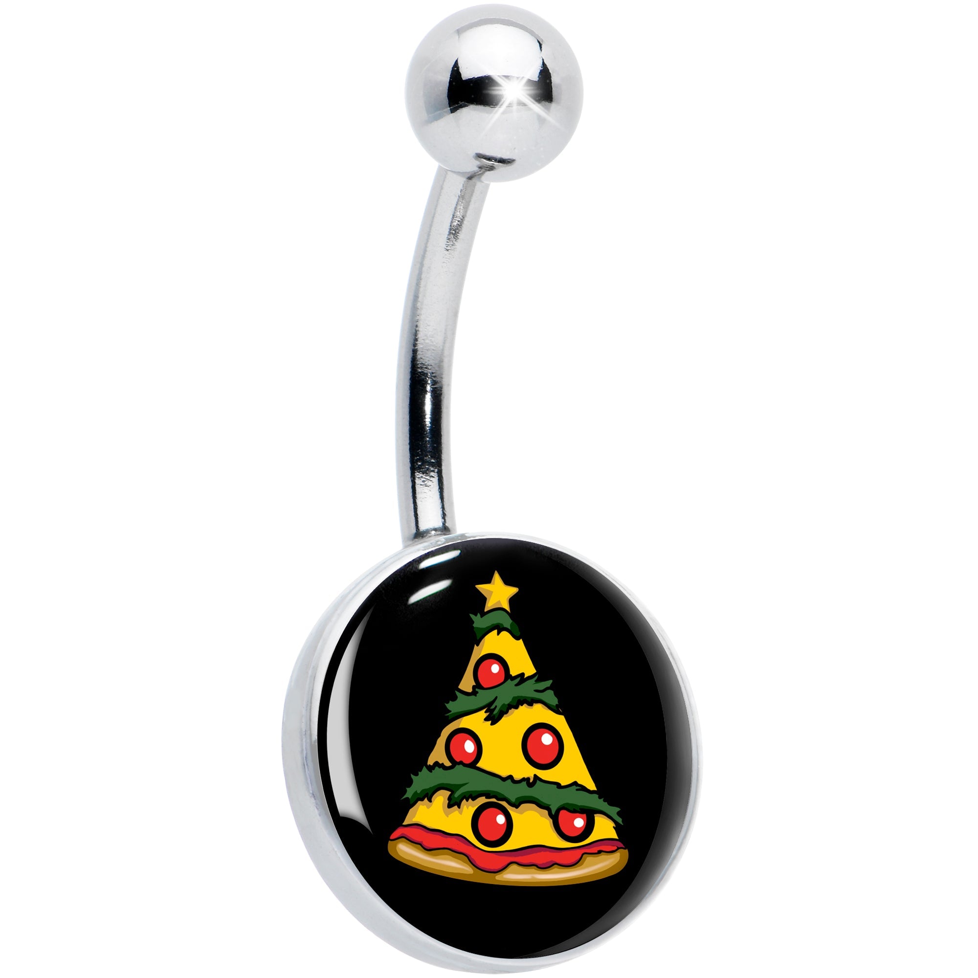 BodyCandy Christmas Holiday Pizza Tree Belly Ring by Onyx O — main product shot