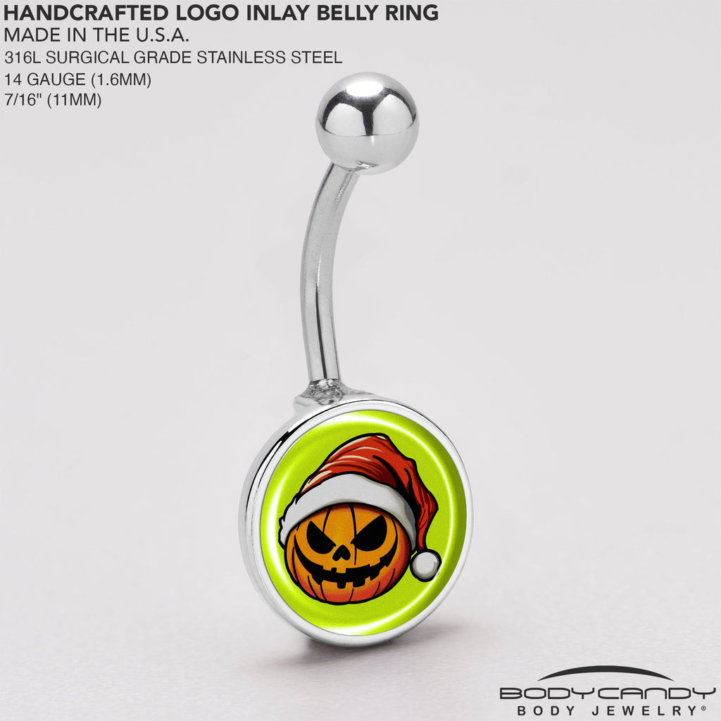 BodyCandy Christmas Holiday Santa Hat Pumpkin Belly Ring by Onyx O — back view