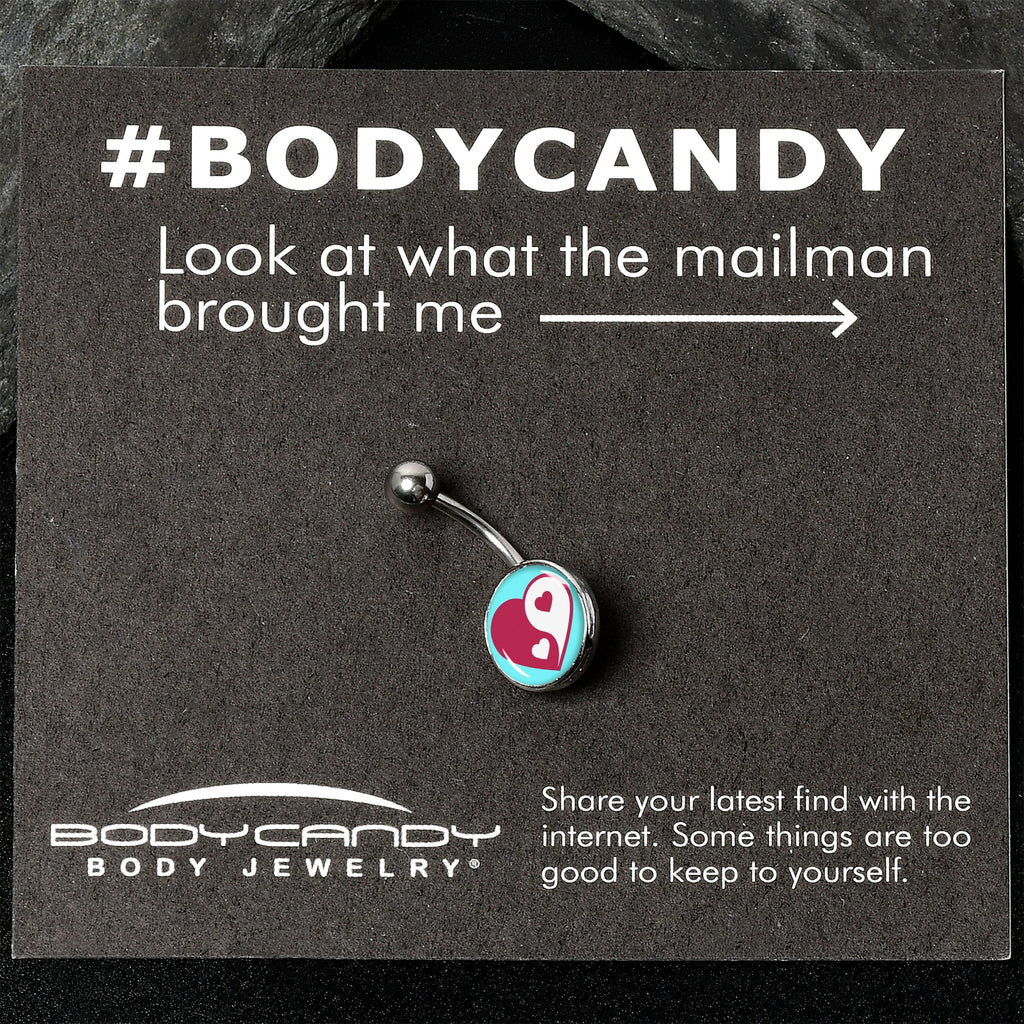 BodyCandy Love Yin Yang Heart Belly Ring by Onyx O — back view