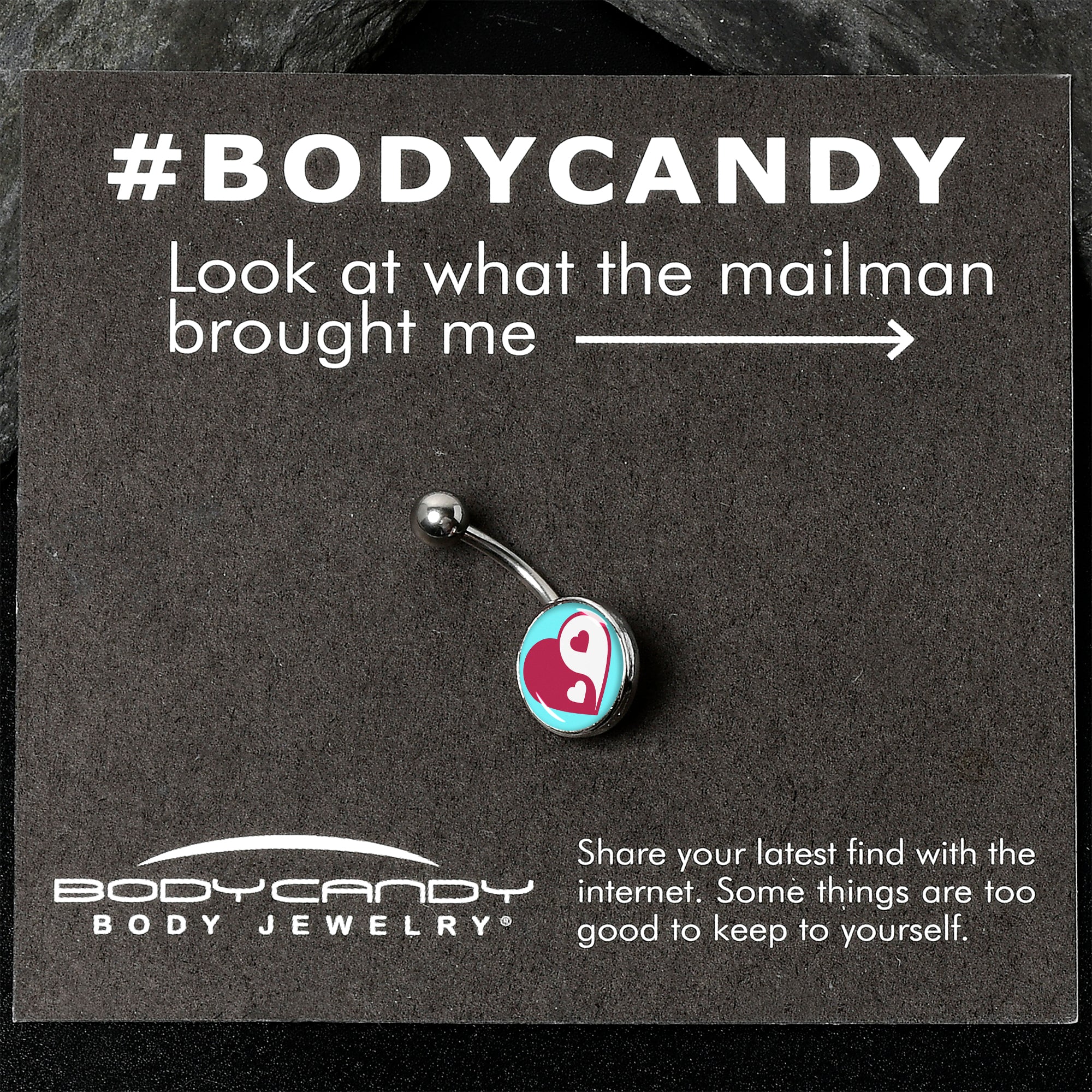 BodyCandy Love Yin Yang Heart Belly Ring by Onyx O — back view