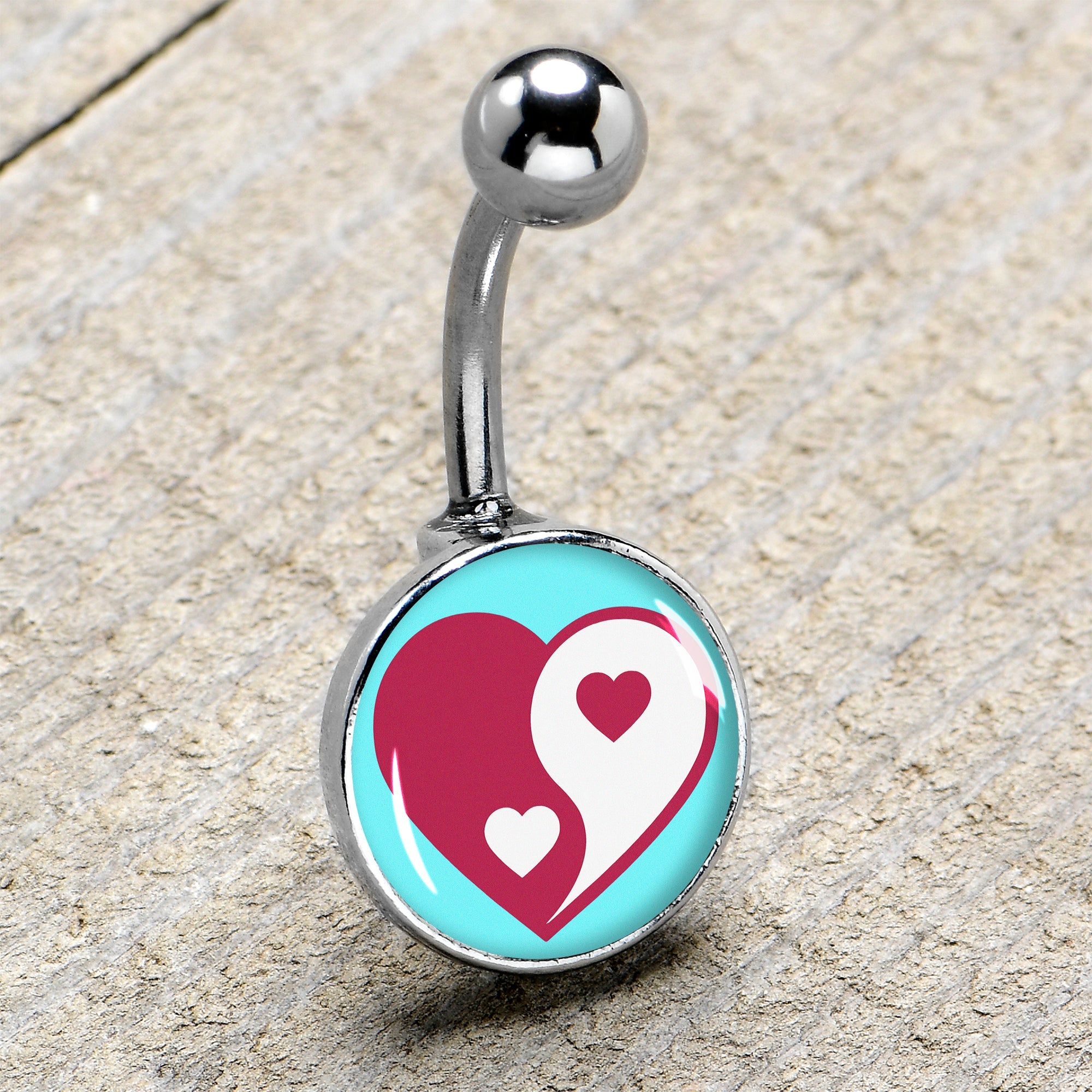 BodyCandy Love Yin Yang Heart Belly Ring by Onyx O — size reference